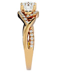 Inel de Logodnă Portofino Solitaire Pavé din Aur 14k cu Moissanite de 1 ct din 14k Aur Galben - Castelo.ro