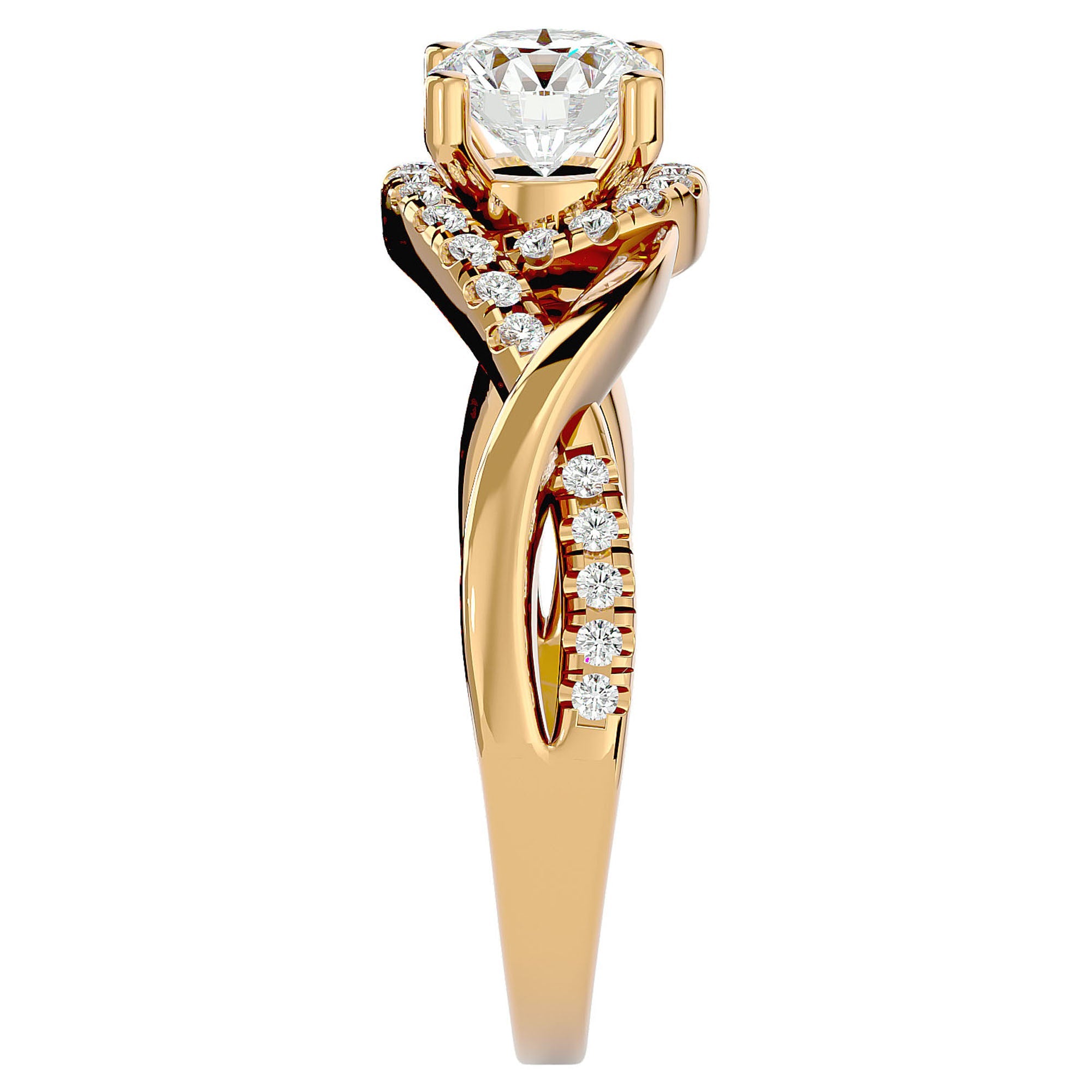 Inel de Logodnă Portofino Solitaire Pavé din Aur 14k cu Diamante Create în Laborator de 1 ct din 14k Aur Galben - Castelo.ro