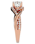 Inel de Logodnă Portofino Solitaire Pavé din Aur 14k cu Diamante Create în Laborator de 1 ct din 14k Aur Roz - Castelo.ro