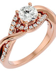 Inel de Logodnă Portofino Solitaire Pavé din Aur 14k cu Diamante Naturale de 1 ct din 14k Aur Roz - Castelo.ro