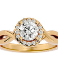 Inel de Logodnă Solitaire Halo din Aur 14k cu Diamante Create în Laborator de 0.94 ct din 14k Aur Galben - Castelo.ro