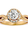 Inel de Logodnă Solitaire Halo cu Diamante Create în Laborator de 0.94 ct din 18k Aur Galben - Castelo.ro
