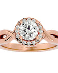 Inel de Logodnă Solitaire Halo cu Diamante Create în Laborator de 0.94 ct din 18k Aur Roz - Castelo.ro