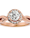 Inel de Logodnă Solitaire Halo din Aur 14k cu Diamante Create în Laborator de 0.94 ct din 14k Aur Roz - Castelo.ro