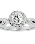Inel de Logodnă Solitaire Halo din Aur 14k cu Diamante Naturale de 0.94 ct din 14k Aur Alb - Castelo.ro