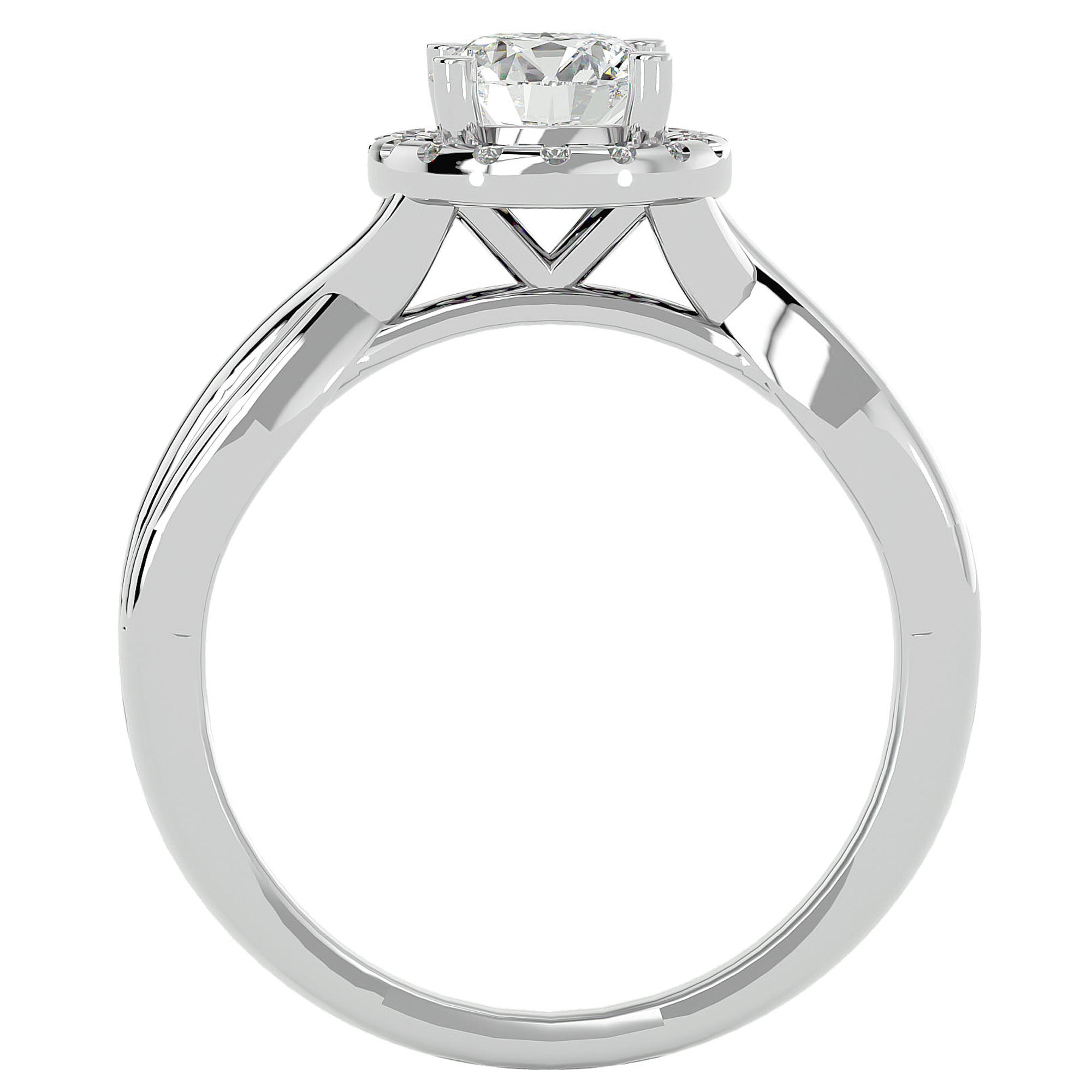 Inel de Logodnă Solitaire Halo cu Moissanite de 0.94 ct din Platina - Castelo.ro