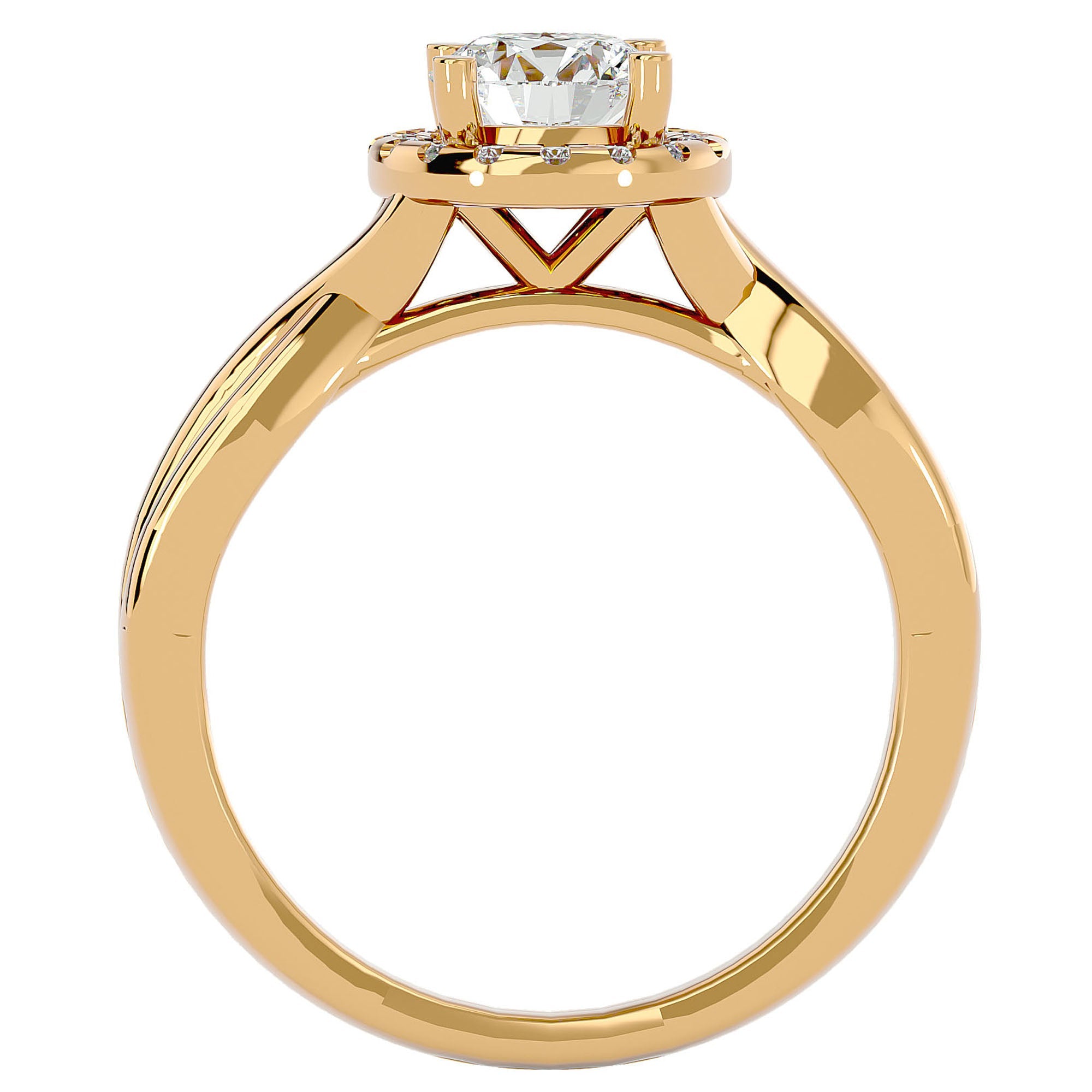 Inel de Logodnă Solitaire Halo din Aur 14k cu Diamante Create în Laborator de 0.94 ct din 14k Aur Galben - Castelo.ro
