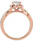 Inel de Logodnă Solitaire Halo din Aur 14k cu Diamante Create în Laborator de 0.94 ct din 14k Aur Roz - Castelo.ro