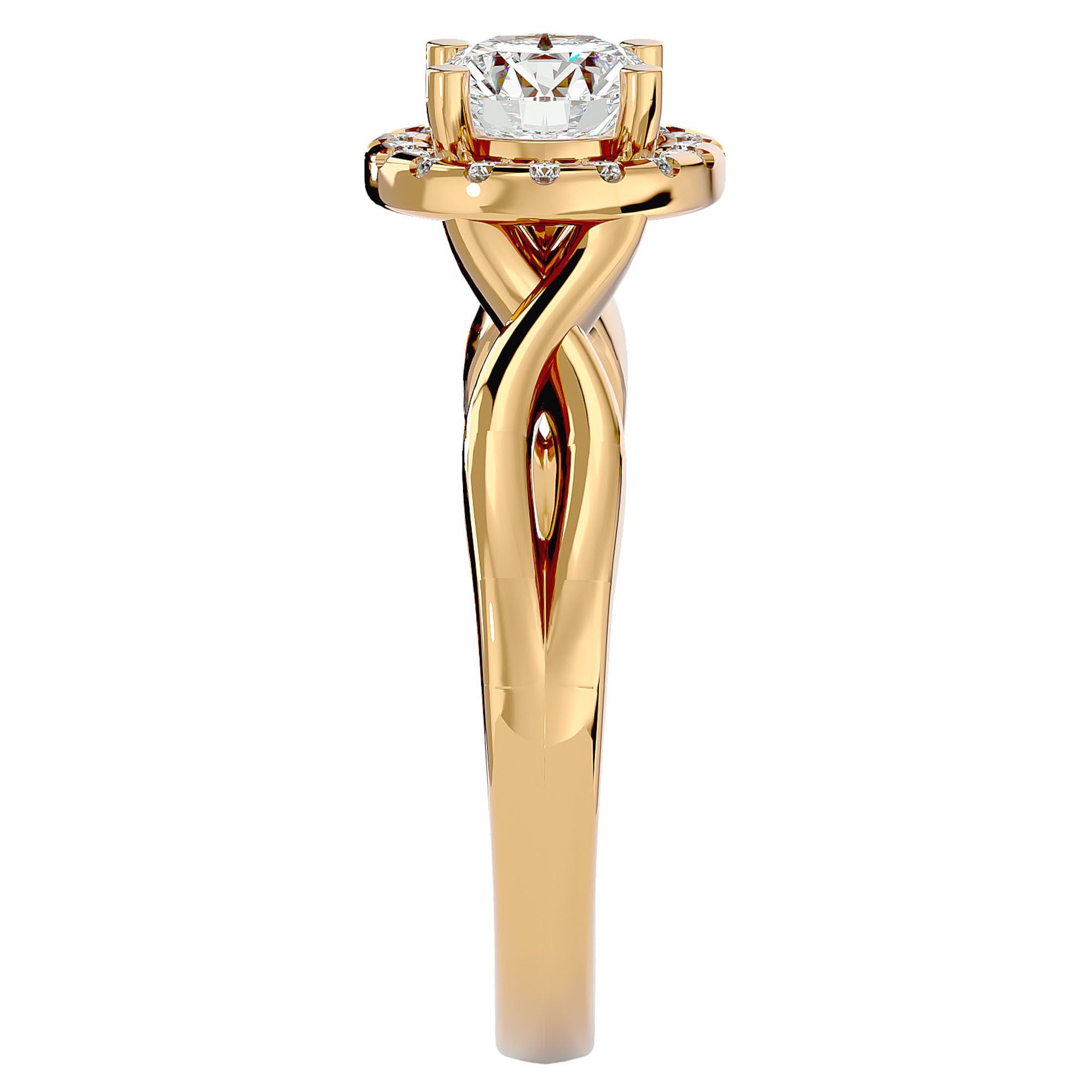 Inel de Logodnă Solitaire Halo din Aur 14k cu Diamante Create în Laborator de 0.94 ct din 14k Aur Galben - Castelo.ro