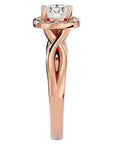 Inel de Logodnă Solitaire Halo cu Diamante Create în Laborator de 0.94 ct din 18k Aur Roz - Castelo.ro