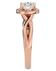 Inel de Logodnă Solitaire Halo din Aur 14k cu Diamante Naturale de 0.94 ct din 14k Aur Roz - Castelo.ro
