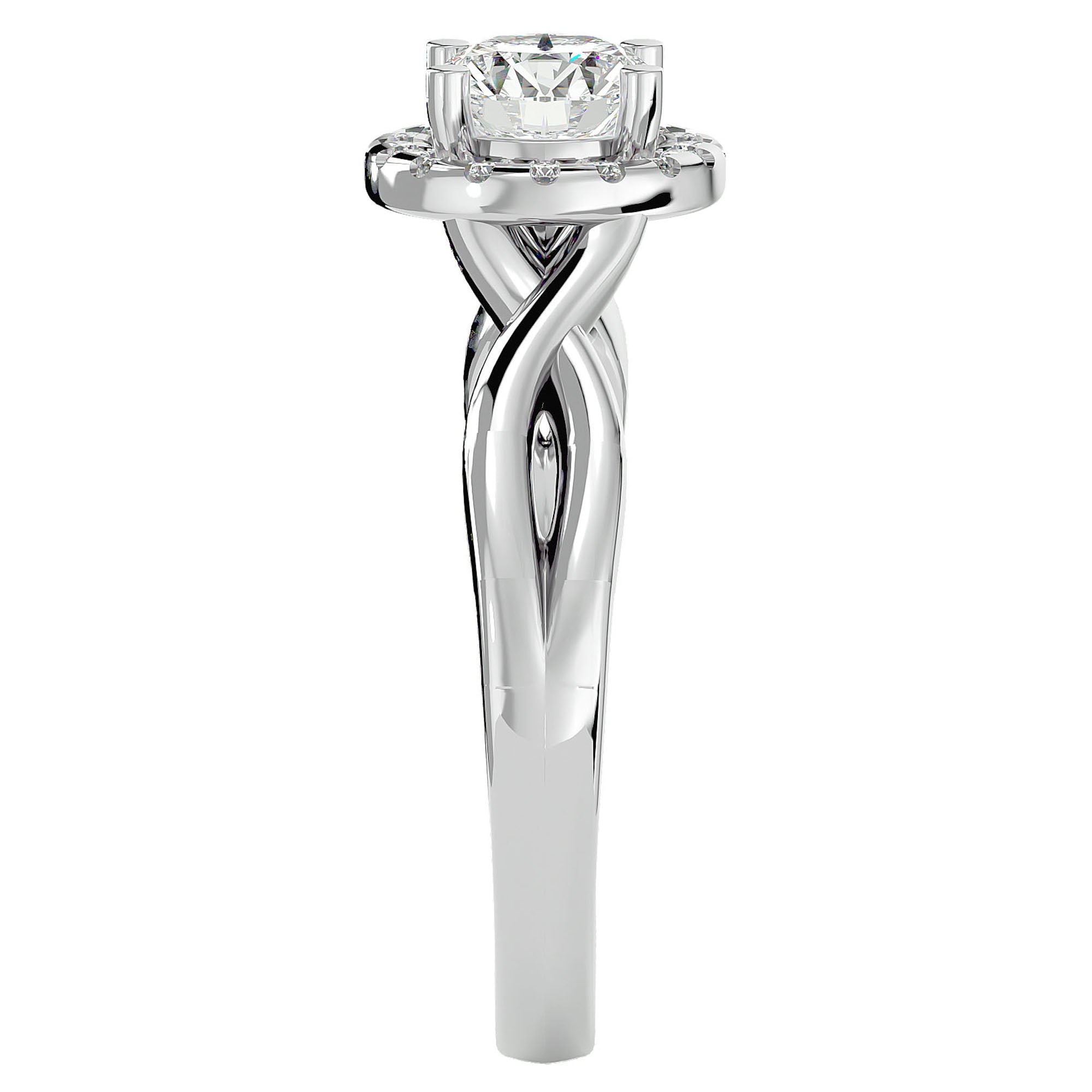 Inel de Logodnă Solitaire Halo din Aur 14k cu Diamante Create în Laborator de 0.94 ct din 14k Aur Alb - Castelo.ro