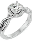Inel de Logodnă Solitaire Halo din Aur 14k cu Diamante Naturale de 0.94 ct din 14k Aur Alb - Castelo.ro