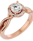 Inel de Logodnă Solitaire Halo din Aur 14k cu Diamante Create în Laborator de 0.94 ct din 14k Aur Roz - Castelo.ro