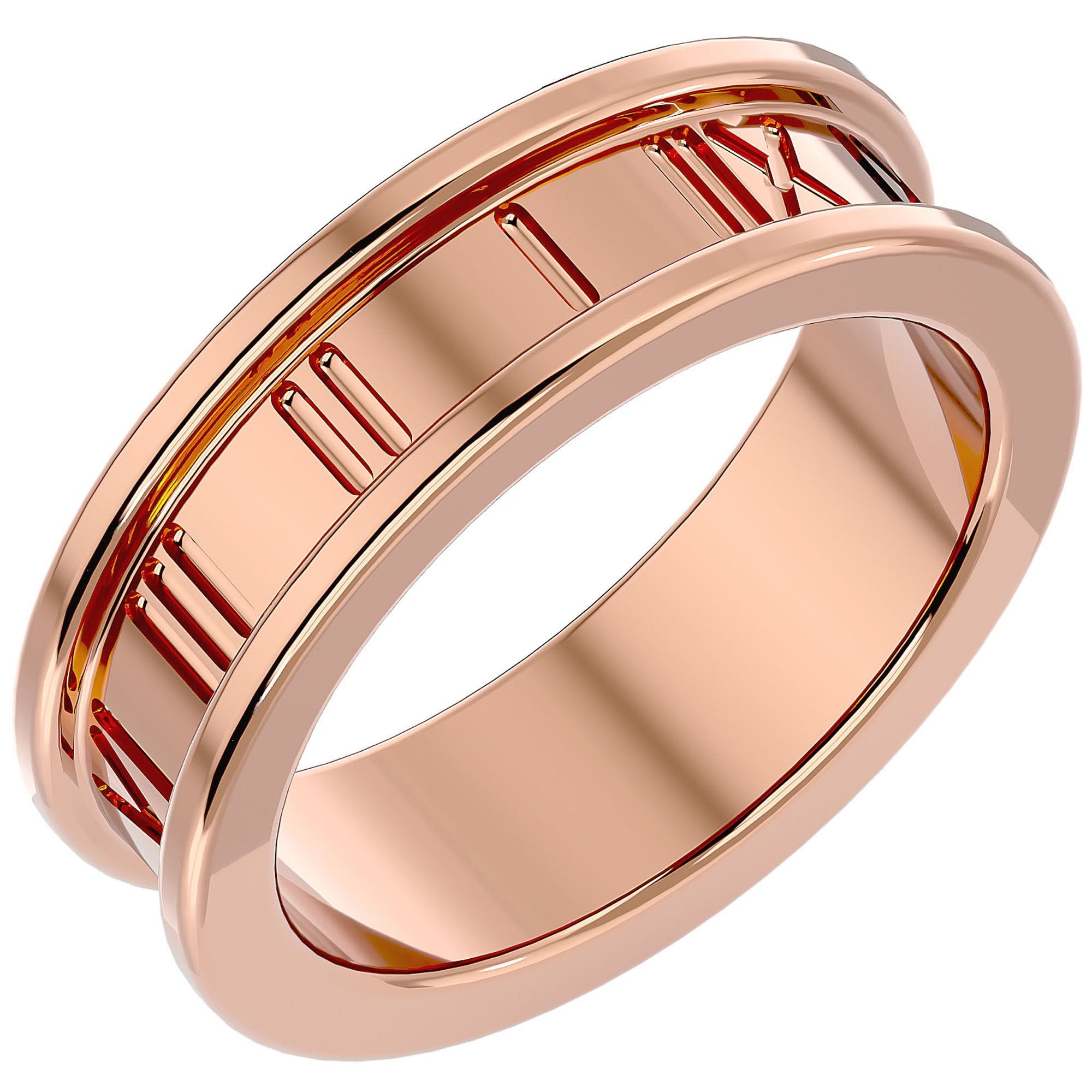 Verighetă din Aur 14k pentru Bărbați cu Cifre Romane din 14k Aur Roz - Castelo.ro