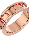 Verighetă din Aur 14k pentru Bărbați cu Cifre Romane din 14k Aur Roz - Castelo.ro