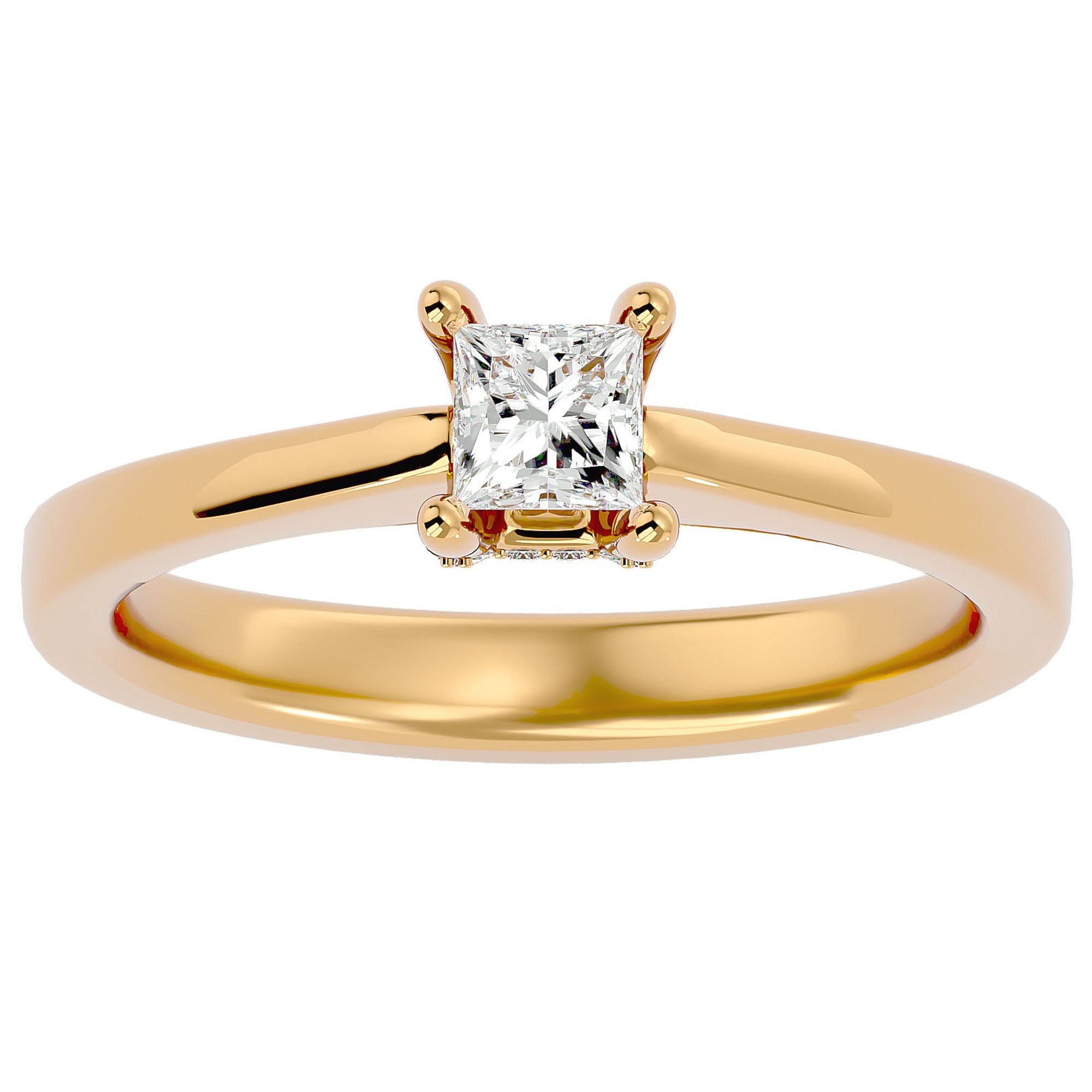 Inel de Logodnă Clasic din Aur 14k cu Diamant Natural Tăietură Princess de 0.39 ct din 14k Aur Galben - Castelo.ro