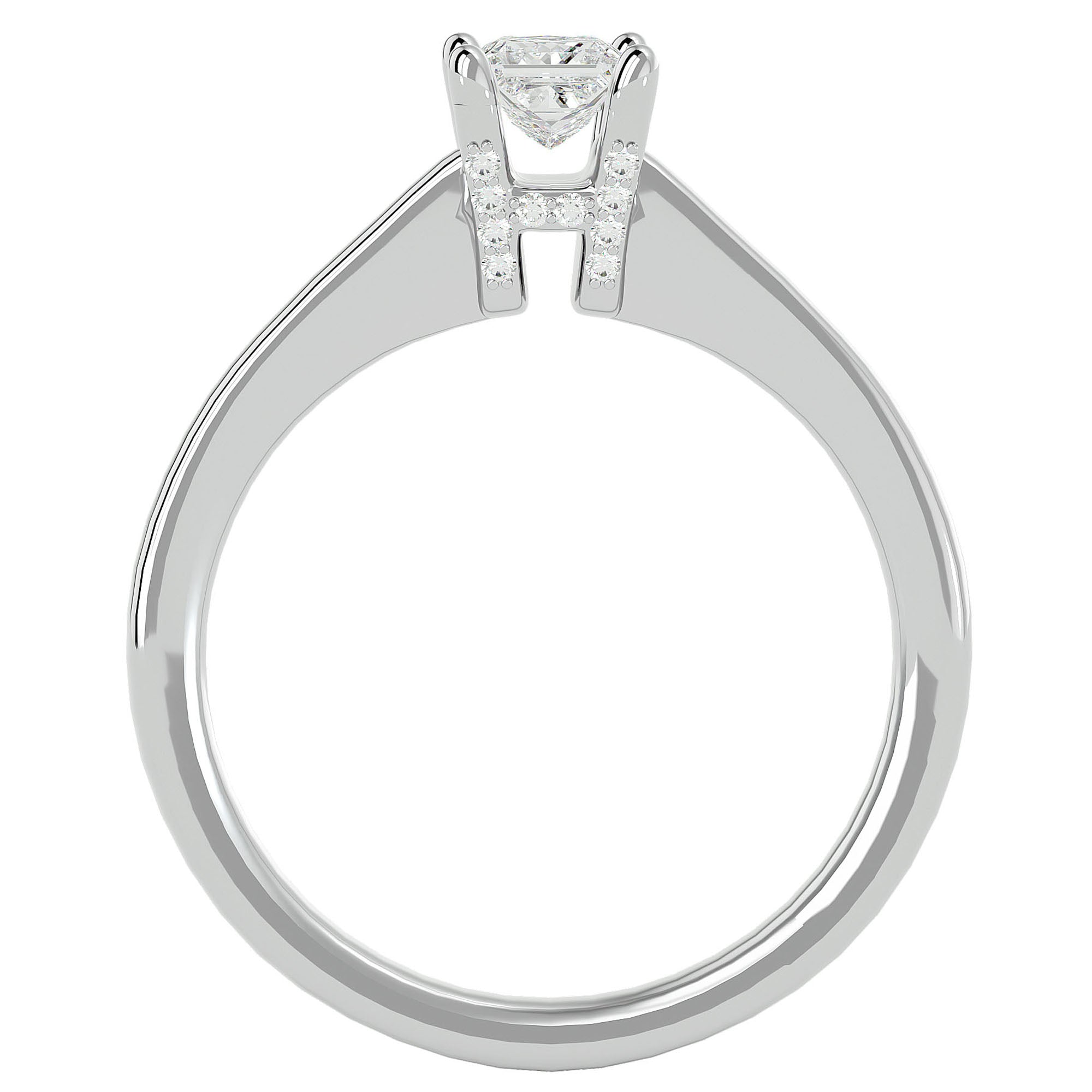 Inel de Logodnă Clasic din Aur 14k cu Diamant Natural Tăietură Princess de 0.39 ct din 14k Aur Alb - Castelo.ro