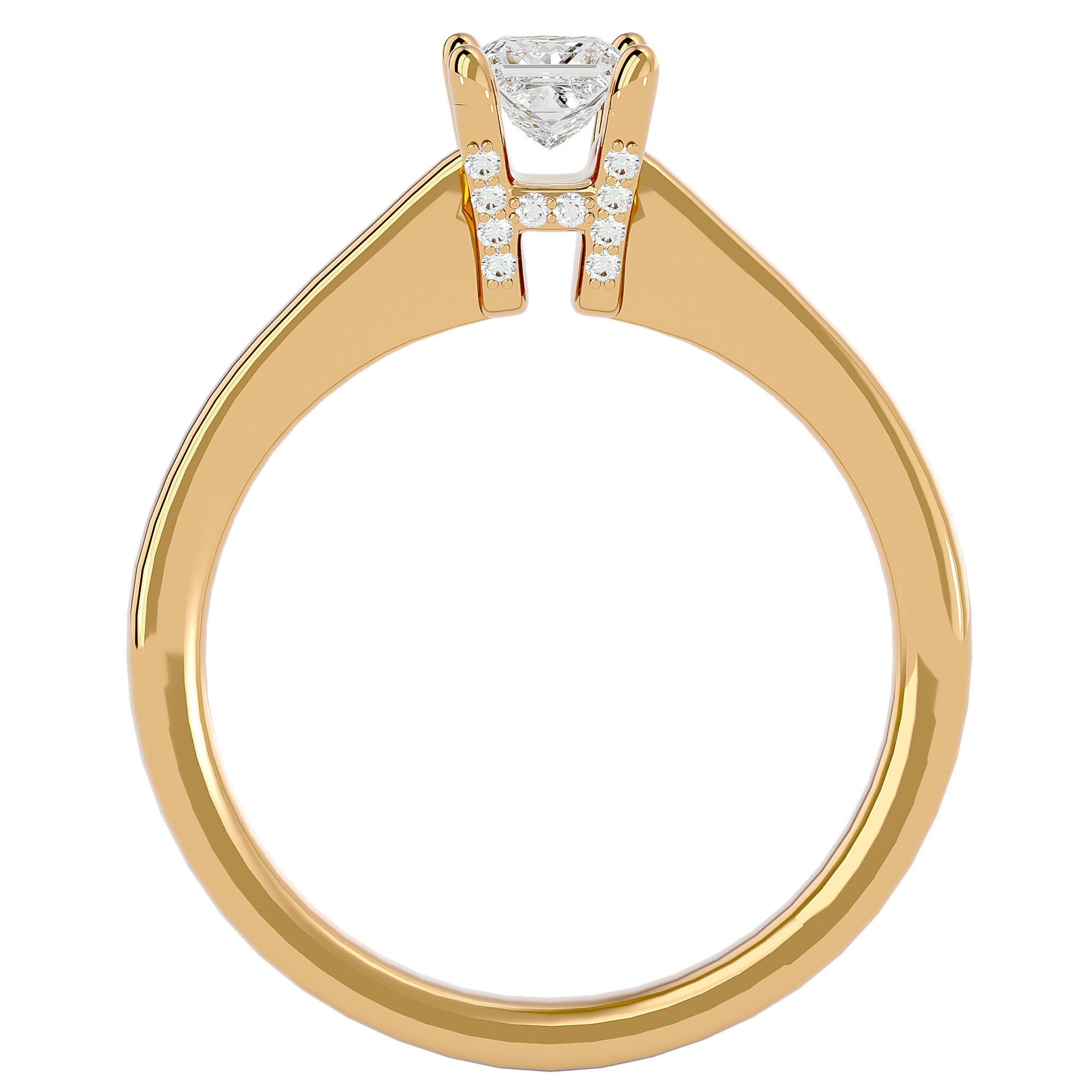 Inel de Logodnă Clasic din Aur 14k cu Diamant Natural Tăietură Princess de 0.39 ct din 14k Aur Galben - Castelo.ro