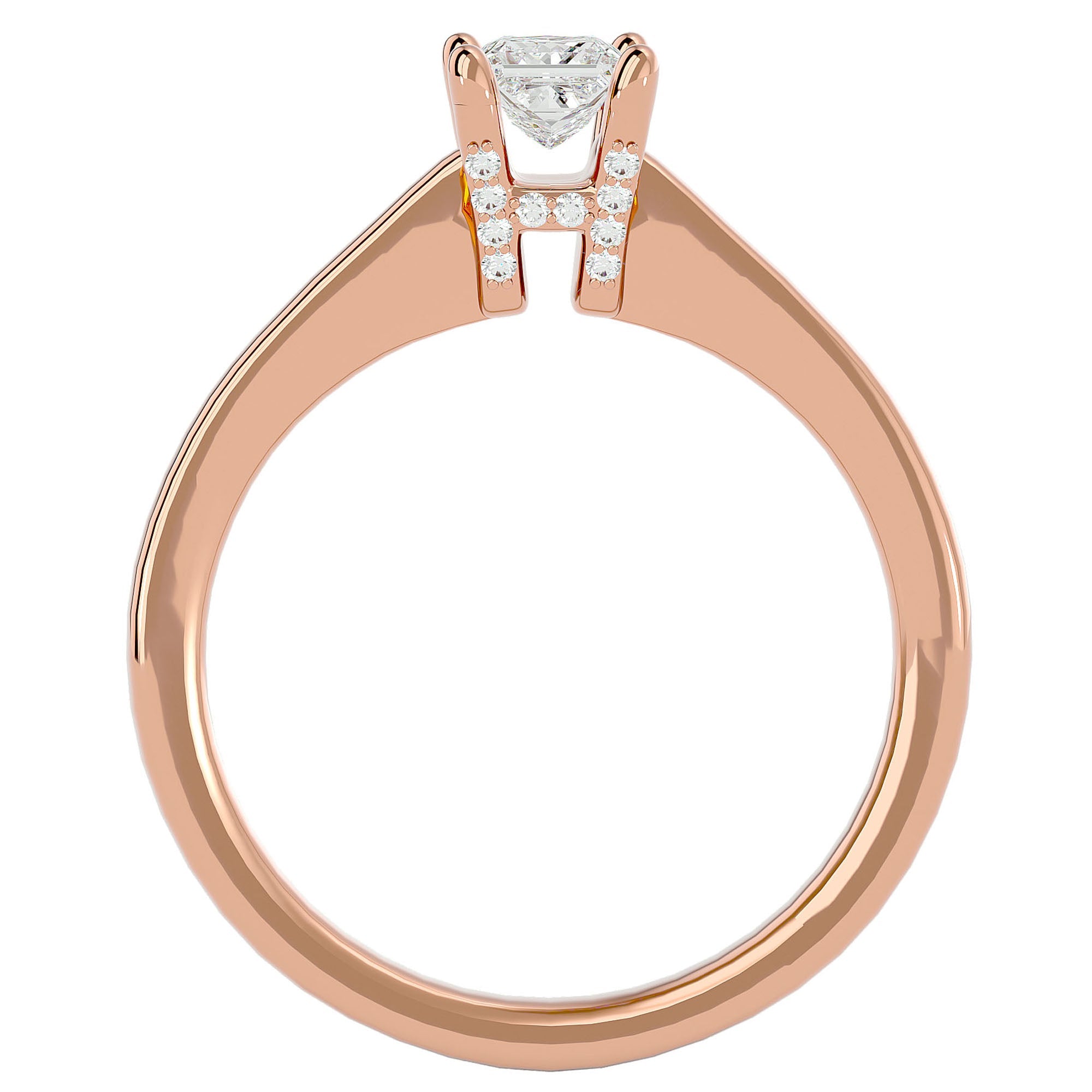 Inel de Logodnă Clasic din Aur 14k cu Diamant Natural Tăietură Princess de 0.39 ct din 14k Aur Roz - Castelo.ro