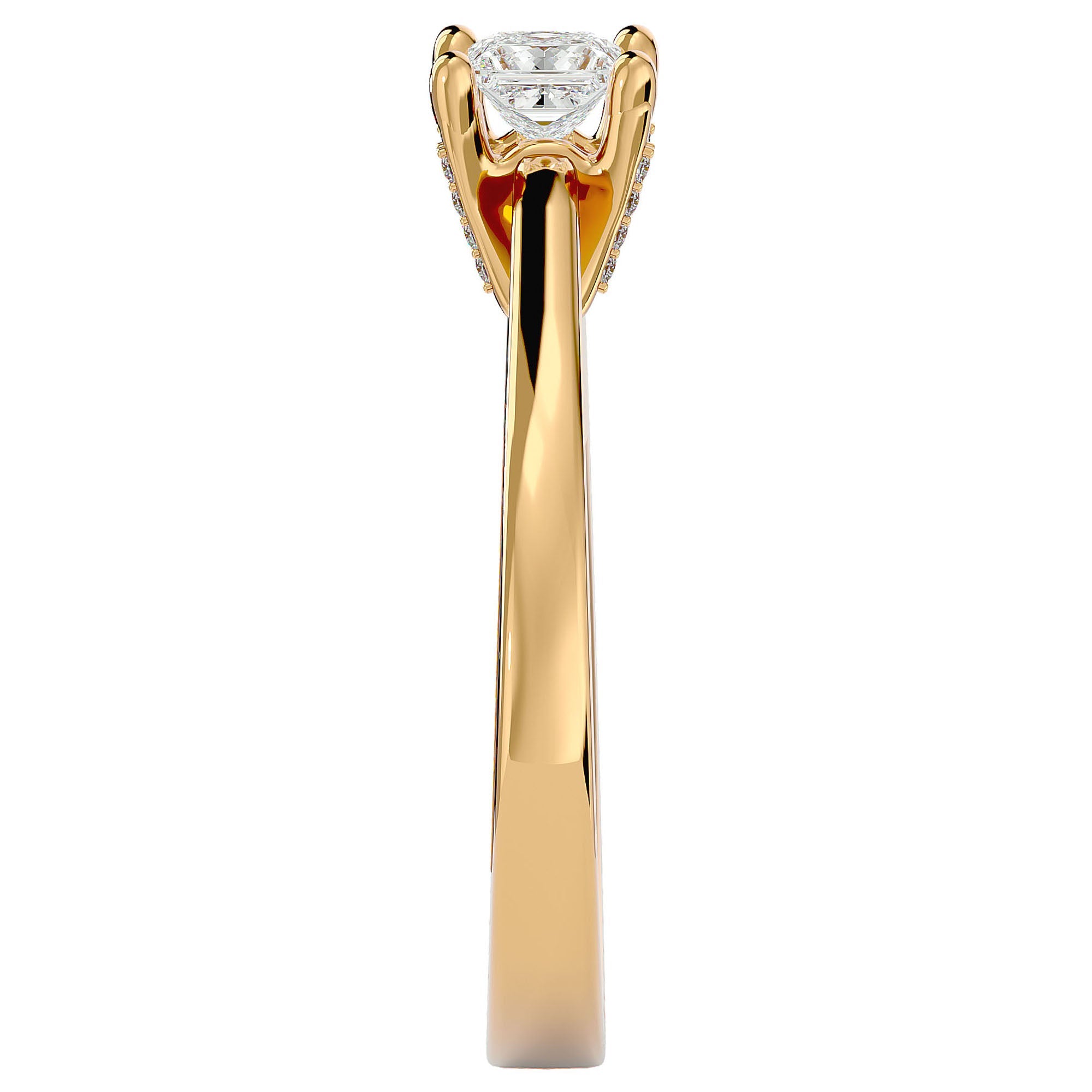 Inel de Logodnă Clasic din Aur 14k cu Diamant Natural Tăietură Princess de 0.39 ct din 14k Aur Galben - Castelo.ro