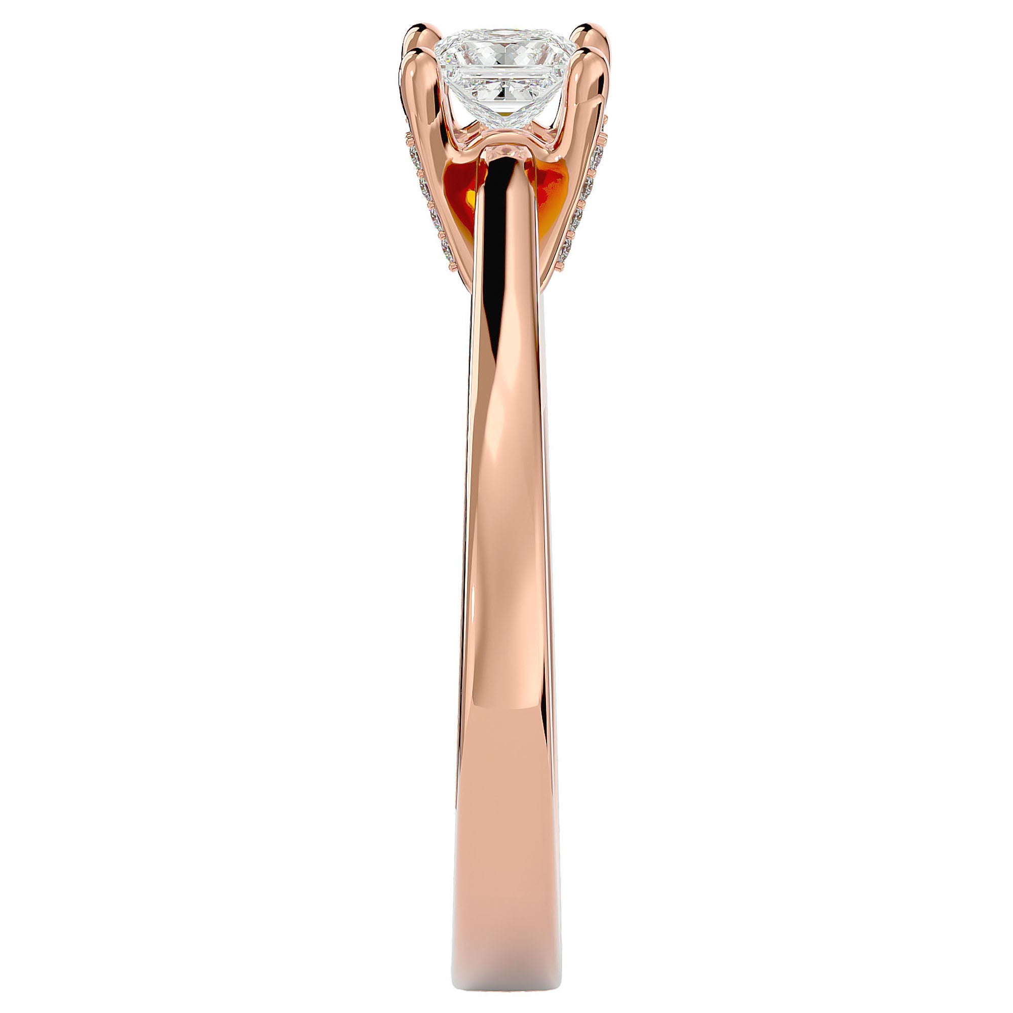 Inel de Logodnă Clasic din Aur 14k cu Diamant Natural Tăietură Princess de 0.39 ct din 14k Aur Roz - Castelo.ro
