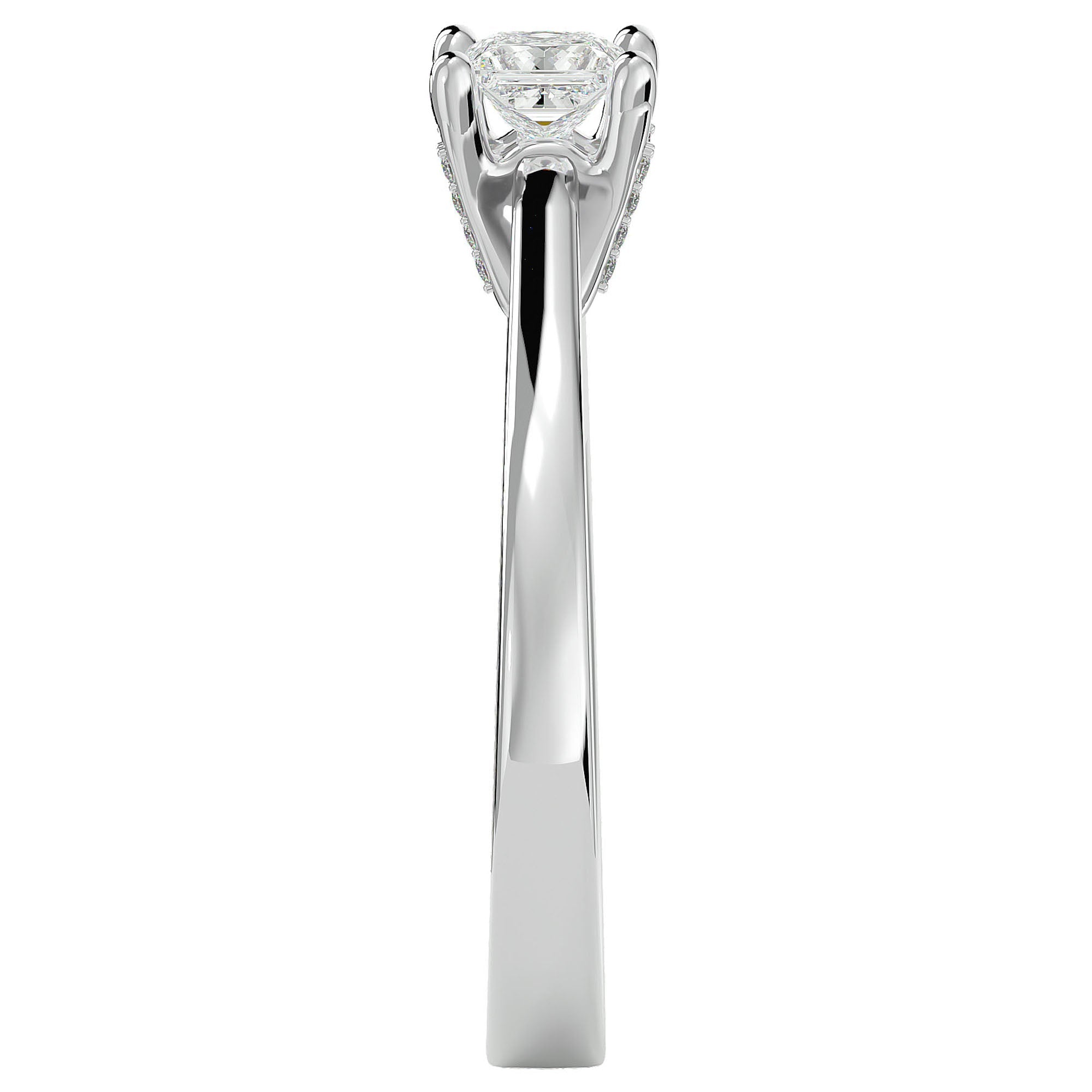 Inel de Logodnă Clasic din Aur 14k cu Diamant Natural Tăietură Princess de 0.39 ct din 14k Aur Alb - Castelo.ro