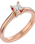Inel de Logodnă Clasic din Aur 14k cu Diamant Creat în Laborator Tăietură Princess de 0.39 ct din 14k Aur Roz - Castelo.ro