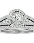 Inel de Logodnă Triplu Halo cu Moissanite Pavè 0.88 ct din Platina - Castelo.ro