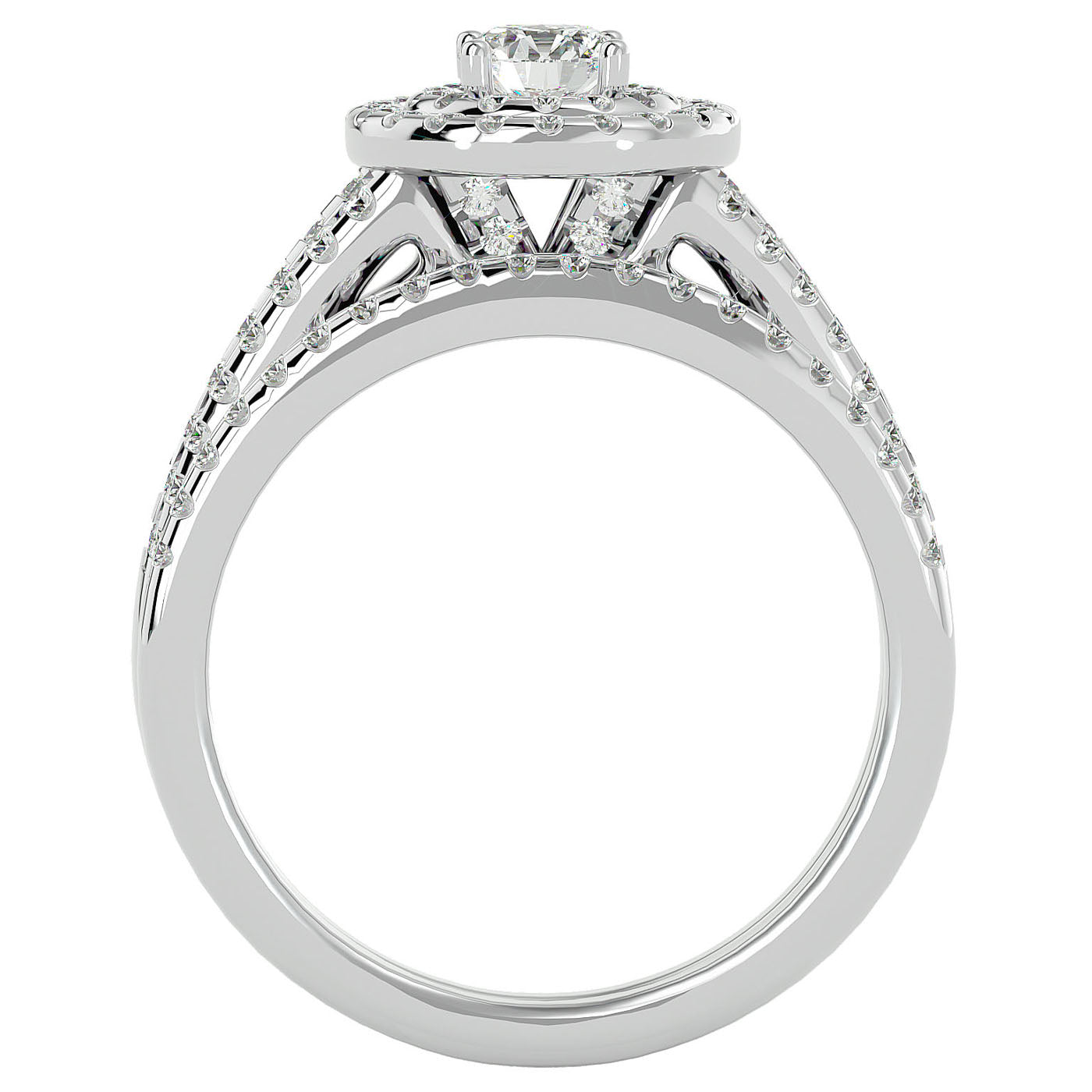 Inel de Logodnă Triplu Halo cu Diamante Naturale Pavè 0.88 ct din Platina - Castelo.ro