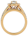 Inel de Logodnă Triplu Halo din Aur 14k cu Diamante Naturale Pavè 0.88 ct din 14k Aur Galben - Castelo.ro