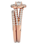 Inel de Logodnă Triplu Halo din Aur 14k cu Diamante Naturale Pavè 0.88 ct din 14k Aur Roz - Castelo.ro
