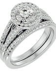 Inel de Logodnă Triplu Halo cu Diamante Naturale Pavè 0.88 ct din Platina - Castelo.ro