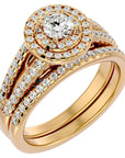 Inel de Logodnă Triplu Halo din Aur 14k cu Diamante Naturale Pavè 0.88 ct din 14k Aur Galben - Castelo.ro