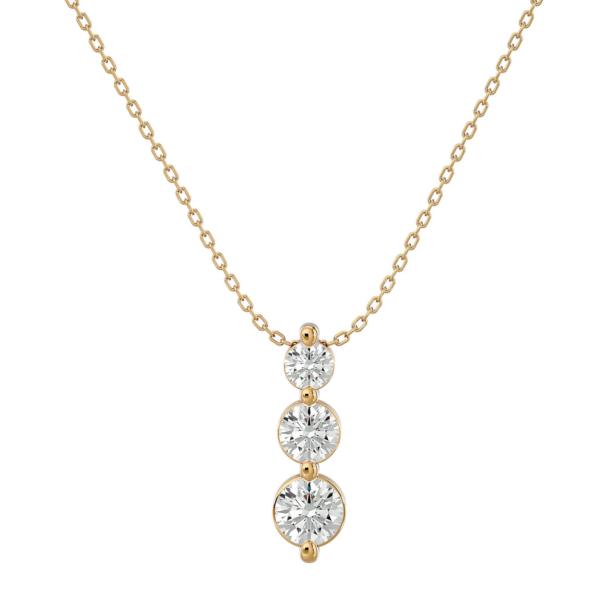 Lanț cu Pandantiv Trei Diamante Naturale Crescendo de 0.84 ct din - Castelo.ro