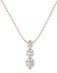 Lanț cu Pandantiv Trei Diamante Naturale Crescendo de 0.84 ct din 18K Aur Roz - Castelo.ro