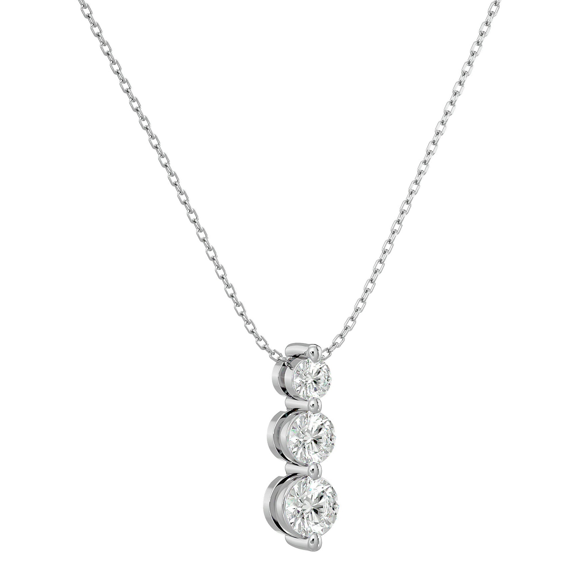 Lanț cu Pandantiv Trei Diamante Create în Laborator Crescendo de 0.84 ct din - Castelo.ro
