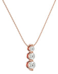 Lanț cu Pandantiv Trei Diamante Naturale Crescendo de 0.84 ct din 18K Aur Roz - Castelo.ro