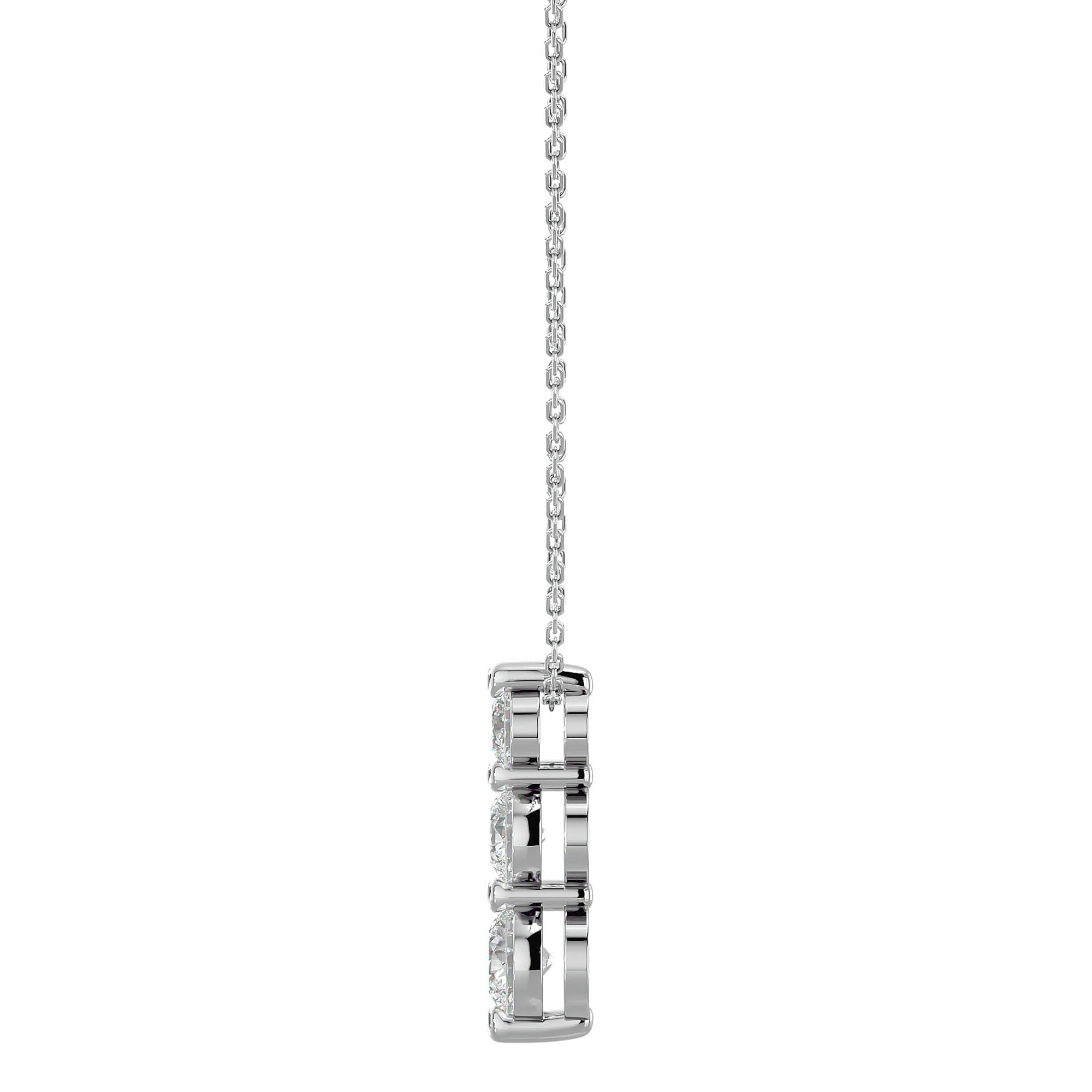 Lanț din Aur 14k cu Pandantiv Trei Diamante Create în Laborator Crescendo de 0.84 ct din 14K Aur Alb - Castelo.ro