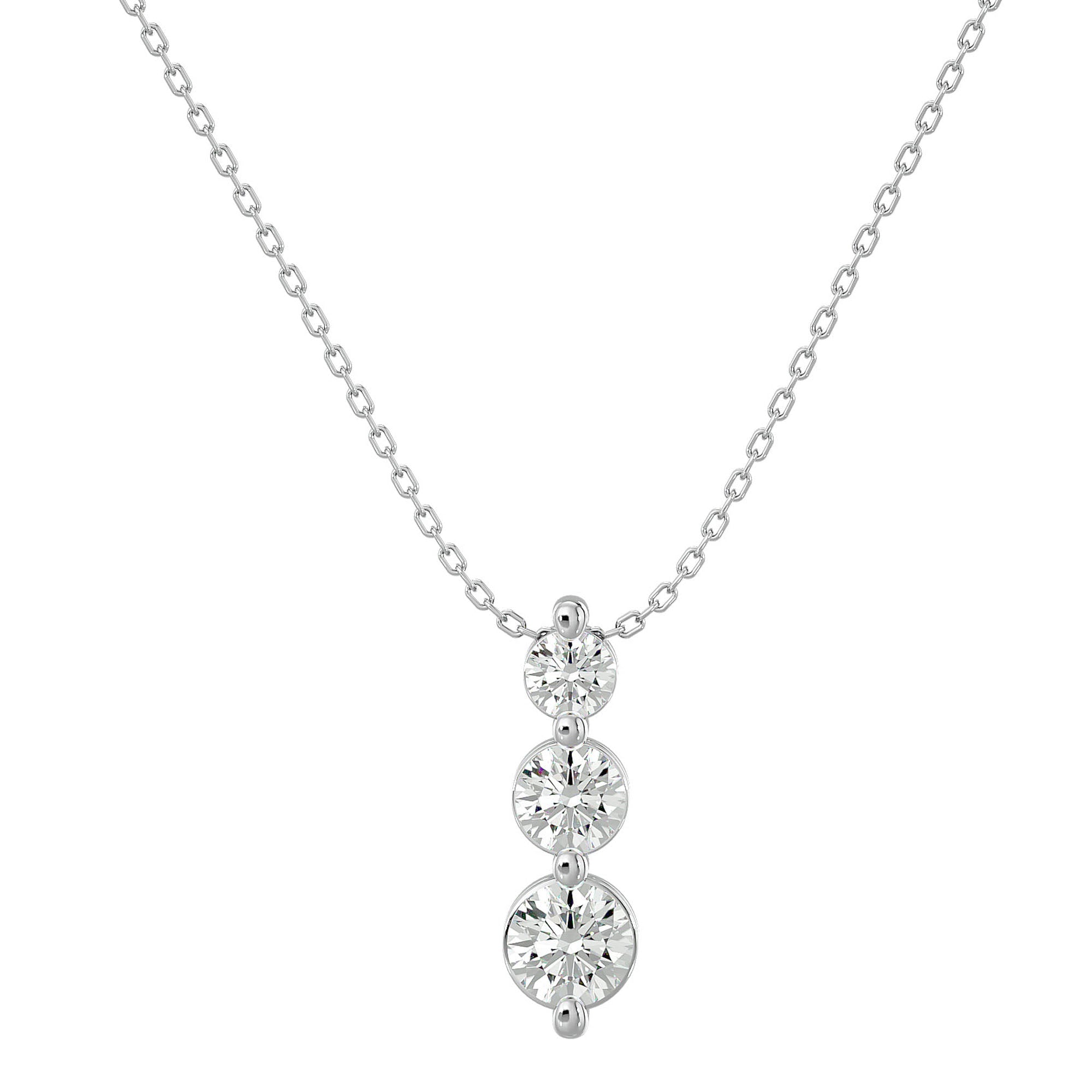 Lanț cu Pandantiv Trei Diamante Create în Laborator Crescendo de 0.84 ct din - Castelo.ro