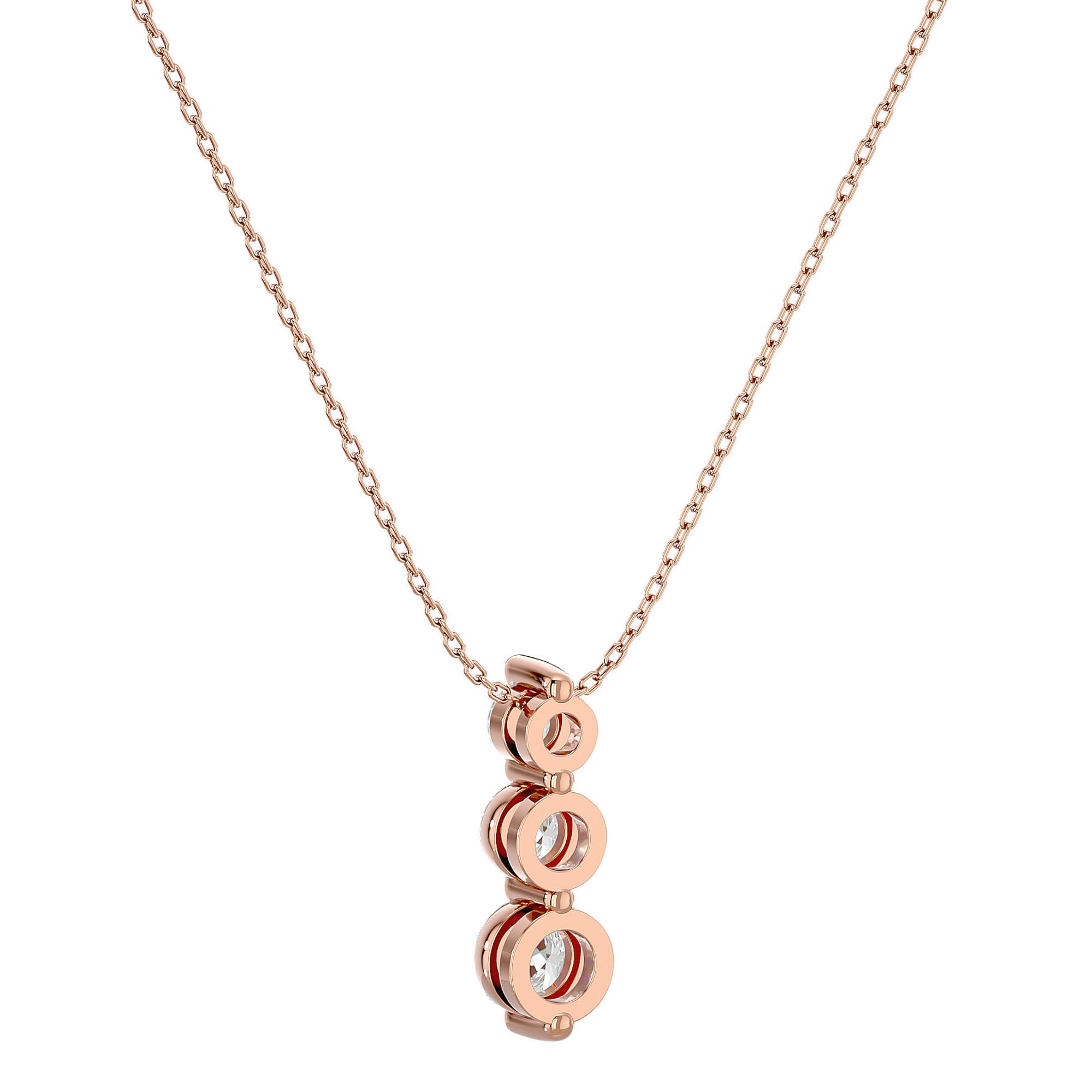 Lanț din Aur 14k cu Pandantiv Trei Diamante Create în Laborator Crescendo de 0.84 ct din 14K Aur Roz - Castelo.ro