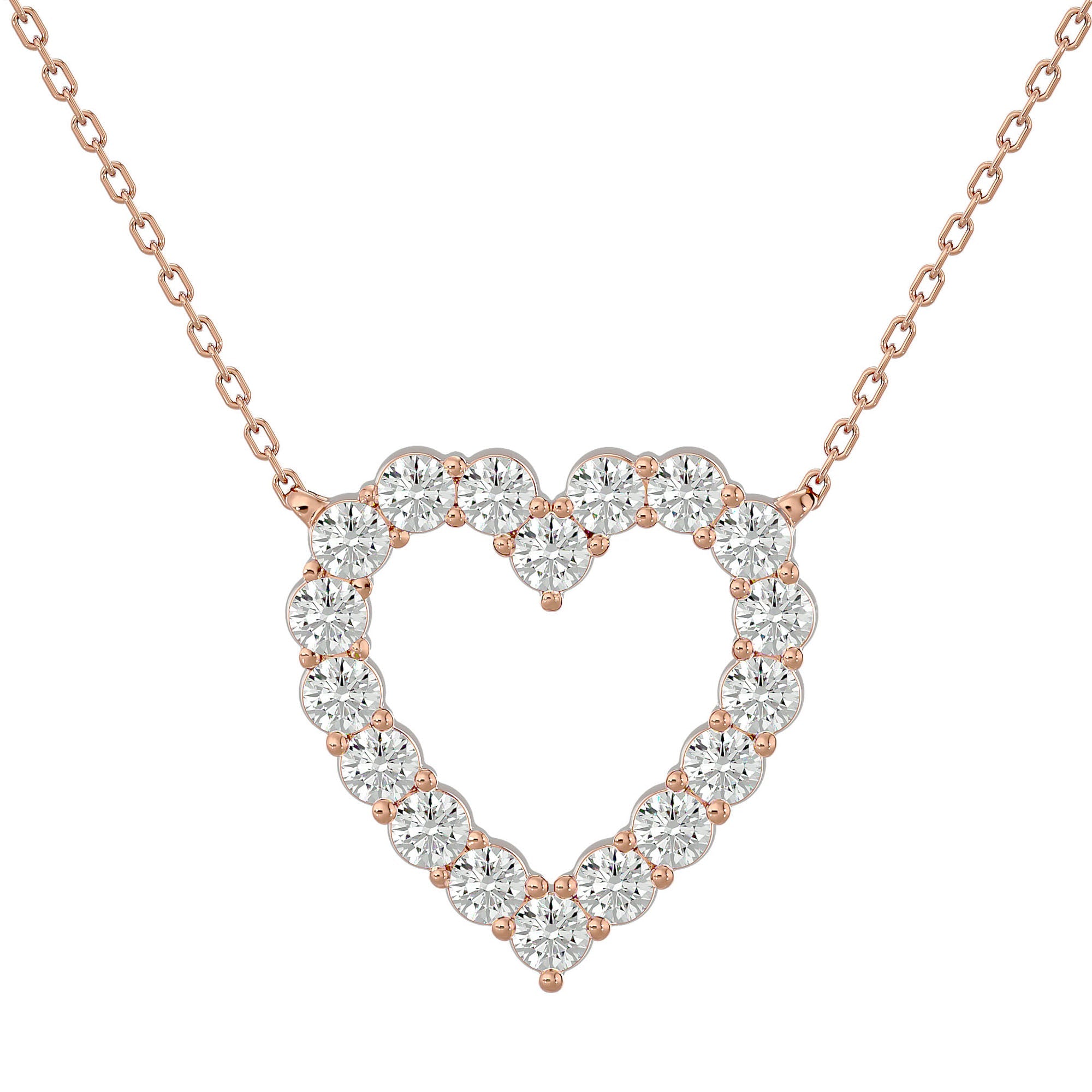 Lanț din Aur 14k cu Pandantiv Inimă Royal din Diamante Naturale de 0.34 ct din 14K Aur Roz - Castelo.ro
