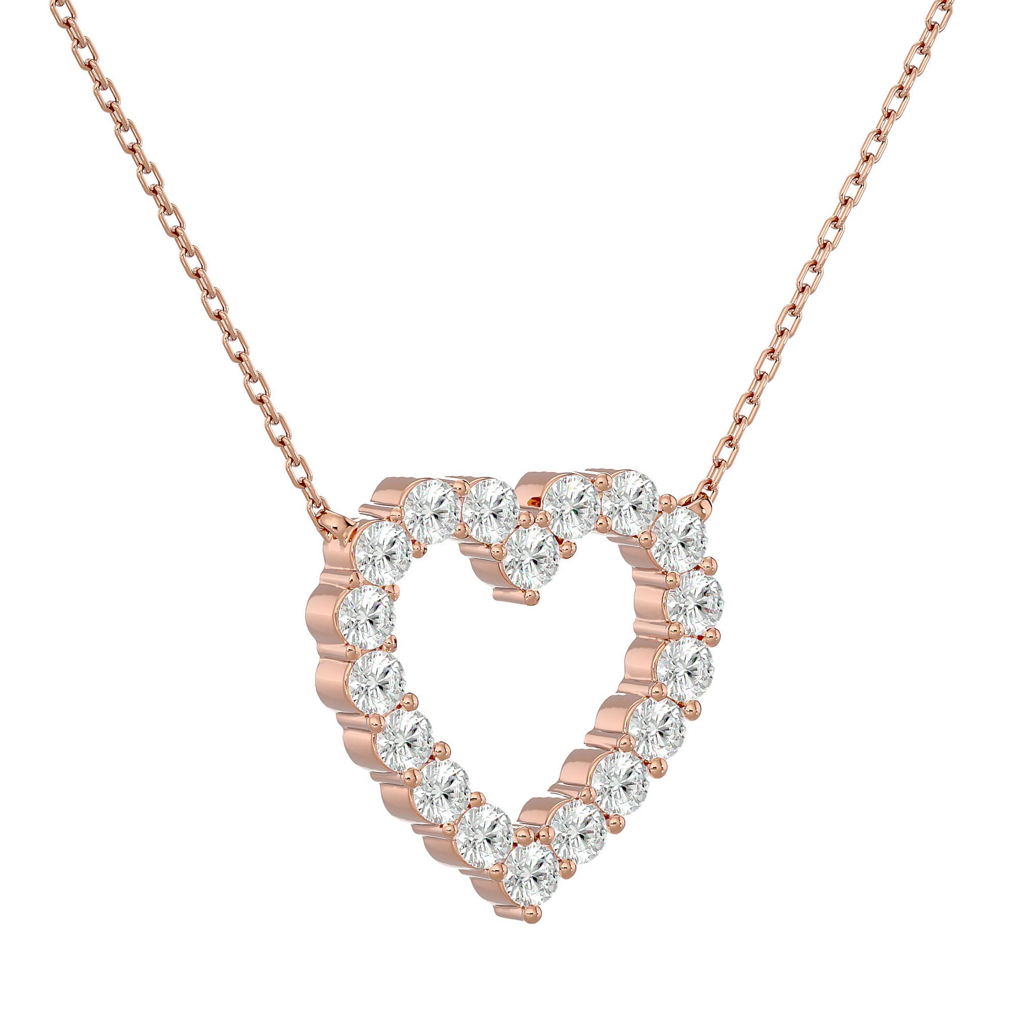 Lanț din Aur 14k cu Pandantiv Inimă Royal din Diamante Naturale de 0.34 ct din 14K Aur Roz - Castelo.ro