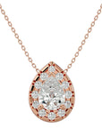 Lanț din Aur 14k cu Pandantiv Diamante Create în Laborator Pară Fațetată de 0.79 ct din 14K Aur Roz - Castelo.ro