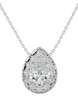 Lanț din Aur 14k cu Pandantiv Diamante Create în Laborator Pară Fațetată de 0.79 ct din 14K Aur Alb - Castelo.ro