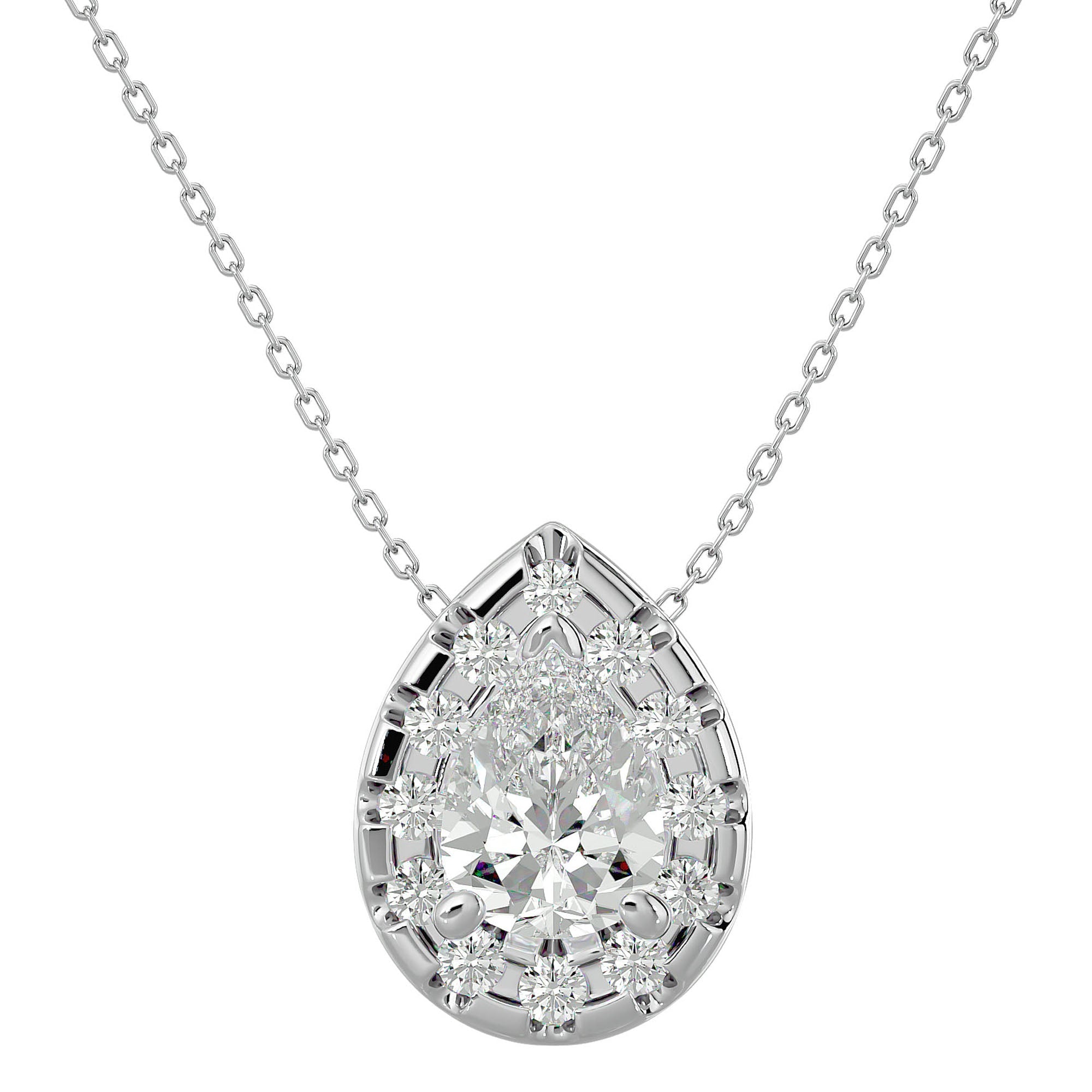 Lanț cu Pandantiv Diamante Create în Laborator Pară Fațetată de 0.79 ct din - Castelo.ro