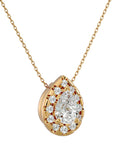 Lanț cu Pandantiv Moissanite Pară Fațetată de 0.79 ct din 18K Aur Roz - Castelo.ro