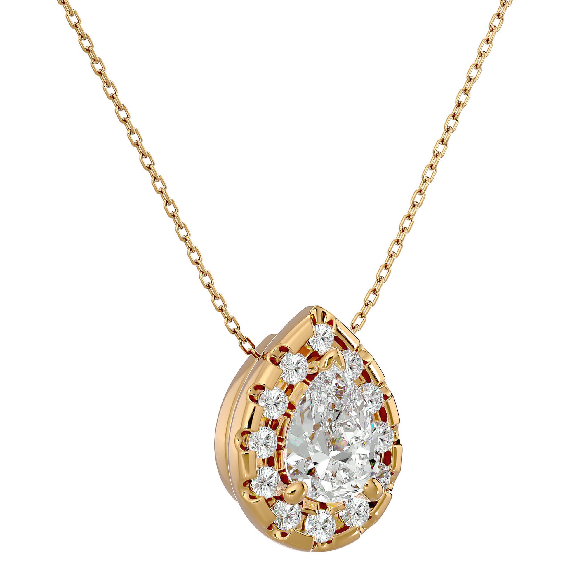 Lanț din Aur 14k cu Pandantiv Diamante Create în Laborator Pară Fațetată de 0.79 ct din 14K Aur Roz - Castelo.ro