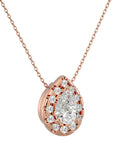 Lanț cu Pandantiv Moissanite Pară Fațetată de 0.79 ct din 18K Aur Roz - Castelo.ro