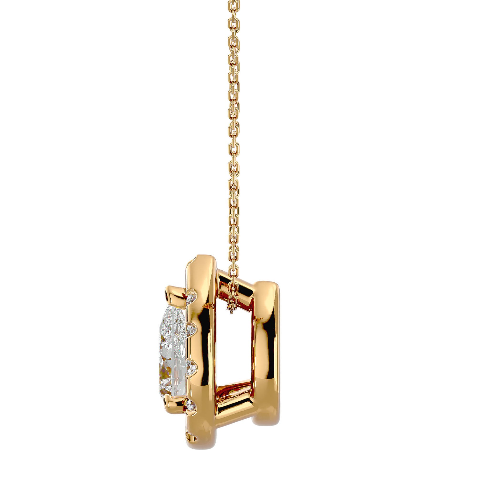 Lanț din Aur 14k cu Pandantiv Diamante Create în Laborator Pară Fațetată de 0.79 ct din 14K Aur Galben - Castelo.ro